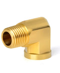 Image showing a 2 Pack 90 Degree Street Elbow Brass Pipe Fitting Half Inch NPT Male To Half Inch NPT Female Barstock Corrosion Resistant Plumbing Connector