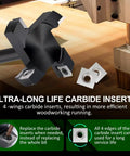 Spoilboard Surfacing Router Bit with Half Inch Shank and Three Inch Cutting Diameter, Four Wing Carbide Slab Flattening Bit for Woodworking and CNC Routers, High Speed Planing for Fast Clean Surfaces.