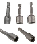 Fabulett Metric Nut Socket Set With 1/4 Inch Hex Shank Adapter For Impact Rated Drills And Screwdrivers Featuring Quick Release Chrome Vanadium Steel Drivers In 5 Pc Variety Including 8 Mm Head Size, 10mm 12mm 13mm shown
