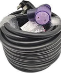 Coiled Beefy 50Ft 30A 250V Dryer 3-Prong Extension Cord With Neon Light, NEMA 10-30P to 10-30R, UL Listed, Heavy Duty
