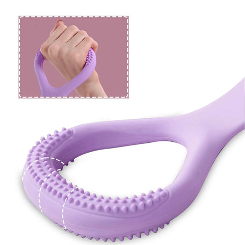Figure Eight Fitness Resistance Band For Arm Back Chest Shoulder Toning And Stretching with ergonomic purple grip detail