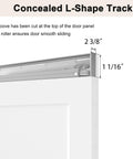 Concealed L-Shape track for Straight Up Smooth Concealed Sliding Barn Door With Soft Close Hardware Kit, showing dimensions.