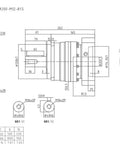 Technical drawing of Heavy Duty Helical Gear Planetary Reducer Real Deal Servo Motor Speed Drive Unit dimensions and specifications.
