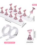 Two Sets Pink Nail Practice Stands With Magnetic Display Bases And Acrylic Nail Holders For Press Ons Includes Double Sided Tape
