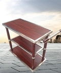 Tough As Nails Heavy Duty Industrial Kitchen Cart With Smooth Rolling Wheels And Built In Wine Rack Three Tier Storage Trolley view