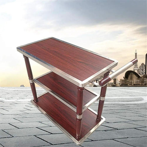 Tough As Nails Heavy Duty Industrial Kitchen Cart With Smooth Rolling Wheels And Built In Wine Rack Three Tier Storage Trolley view