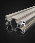 Built Tough Anodized Aluminum Rail Extrusion For 3D Printers drop in ready 600 mm heavy duty wire guide profile view.