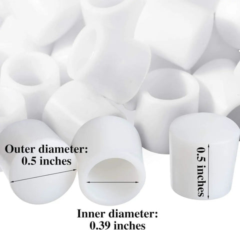 Door Stop Tip Caps For Doors And Walls 0.39 Inch ID Rubber Door Stopper Bumpers White Soft Yet Durable Protection Cushions