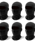 6 Pack Ride Ready Lightweight Full Face Ski Masks Balaclavas for Men and Women, UV protection, black polyester spandex