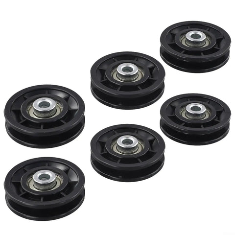 Replacement Nylon Bearing Pulleys For Gym Equipment And Home Cable Machines Quiet Smooth Rollers Kit Six Pack 70mm And 90mm Sizes Black Durable Pulleys For Low Noise Easy Maintenance And Smooth Fitness Workouts, six black nylon pulleys