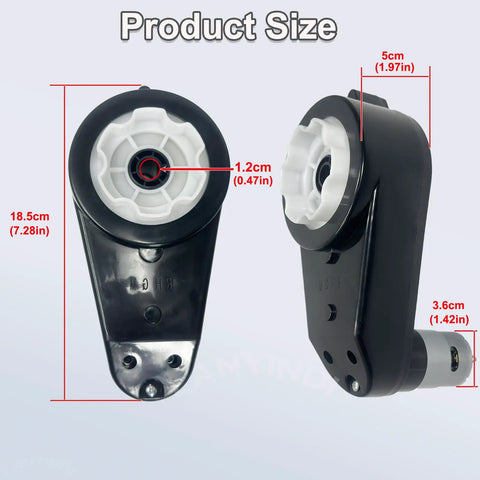 Product dimensions of 2 Pack 24V RS555 Motor Gearbox High Speed Drive Engine Replacement Parts for Ride On Toys Cars SUVs and ATVs Upgrade Kit With 12000 RPM Performance Gears and Easy Install