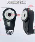 Two Pack 12V Gearbox And 12V Motor For Ride On Toys, Beefy Torque RS550 Drive Engine Replacement Parts with size dimensions shown