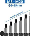 Heavy Duty M6 Shoulder Screws Alloy Steel Grade 12.9 Shoulder Bolts with various sizes, round head, polished steel.