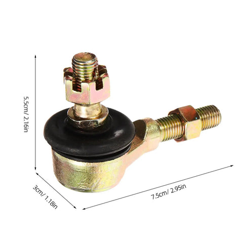 Two Pairs M10 Tie Rod End Ball Joint Kit For Go Karts And ATVs, side view with measurements and heavy duty iron construction
