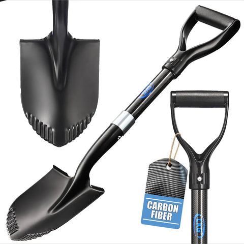 Lightweight Carbon Fiber Camp Shovel With D Handle, 28 Inch Portable Digging Shovel For Camping And Gardening, Round Point Blade