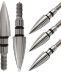 12 Pack 100 Grain Archery Field Points For Five Sixteenth Inch Arrows, Silver Carbon Steel Tips, Recurve and Compound Bow Use