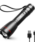 Rechargeable LED Flashlight With Zoomable Beam, 1000 Lumens Beast Bright, Waterproof Handheld Flashlight and USB Cable