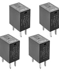 Heavy Duty Four Pin Car AC Relay Kit With Fast Plug In Terminals Twelve Volt Forty Amp Rating, pack of 4 relays with metal pins.