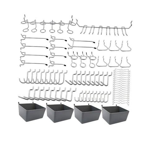 80 Piece Pegboard Hooks Set For 2.5 Cm Holes, heavy-duty metal hooks and bins for garage, workshop, and craft storage