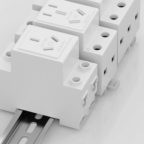 No Sweat Setup Din Rail Power Socket Featuring Copper Terminals And Flame Resistant Abs Casing For Steady Juice Flow In Home Shops Or Busy Worksite Renovations Daily, close-up of multiple outlets.