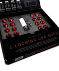 Beefy Aluminum Locking Lug Nuts 20-Piece Set M12x1.25 Silver With Non-Marring Sockets in packaging, aircraft-grade 7075-T6