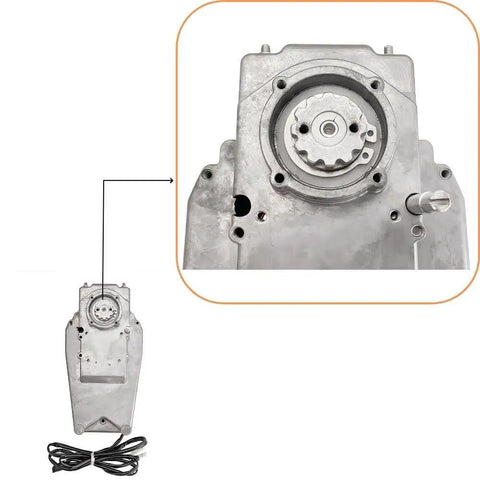 Gear mechanism of Concealed Side Mount Remote Control Box 5006561 for Evinrude Johnson Outboard Motors, showing cable.