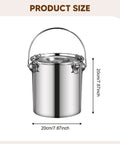 Stainless Steel Sealed Water Bucket And Multipurpose Stockpot For Bar And Kitchen Built Tough Storage Container 20x20 cm