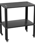Beefy Steel Welding Workbench Cart With Wheels 32 By 20 Inch Metal Table Built Tough For Any Shop shown with double-sided tray