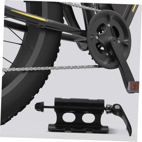 Quick Release Fork Mount Bracket For Car Roof Racks With Front And Rear Mounts, Easy Install, Lightweight Aluminum Alloy Bike Rack Accessory For Secure Transport No Fuss, displayed separately from a bicycle wheel and chain