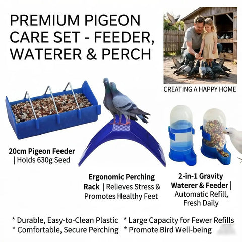 All In One Pigeon Care Starter Kit With Perches Leg Bands Dummy Eggs Waterer And Feeder Premium Birdie Accessories
