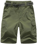 Kids Convertible Hiking Pants For Boys Quick Dry Zip Off Legs With Multi Pocket Design Gusseted Comfort Elastic Waistband Army Green