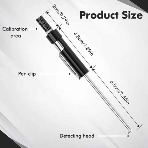 Stainless Steel Brake Pad Thickness Gauge Pen Style Brake Measure Tool No Hassle Wear Check dimensions with calibration area and pen clip.
