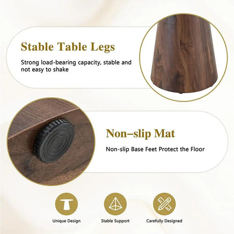 Heavy Duty Wood Table Legs Set for DIY Projects, MDF Conical Base With Rubber Non Slip Feet, Built to Last Modern Support for Dining