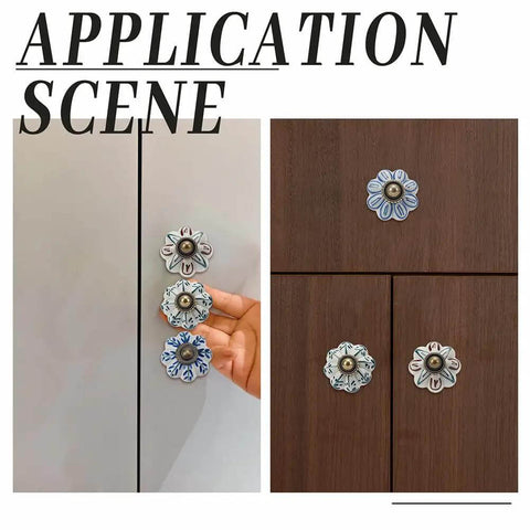 Vintage Ceramic Pumpkin Cabinet Knobs Set, 20 Piece, 1.5 Inch Leaf Pattern Drawer Pulls on wood and grey cupboards