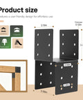 Diagram of Four Pack 4x4 Post Pergola Brackets For Wood Deck Mounting Built To Last Gazebos Carports Treehouses Steel Powder Coated Black Finish Weatherproof Heavy Duty Outdoor Mounting with dimensions.