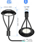 Dimensions of Beefy 100W LED Post Top Light with 14000 Lumens, Dusk To Dawn Outdoor Pole Fixture, IP65 Waterproof