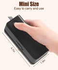 Hand holding Pocket Size Bag Sealer With USB 1300mAh Rechargeable Battery LED Power Display 9 Adjustable Sealing Gears Cutter And Capper.