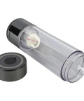 Portable 400ml Hydrogen Water Bottle Ionizer For Travel On The Go with detachable top, transparent design, gray accents