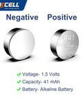 Rock Solid AG3 LR41 392 Button Battery Delivers Dead Reliable 1.5V Alkaline Power visual comparison of negative and positive sides