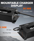 Beefed-Up 24V LiFePO4 Battery Charger, 40A Smart AC-DC Fast Charger With Anderson Connector, displayed with mounting features