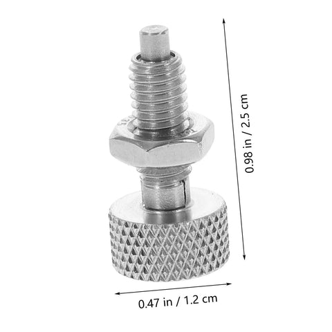 Pack Of Two Stainless Steel Retractable Spring Plungers With Knurled Handle Indexing Pin Lockout Pin For Rolling Toolboxes And Shop Equipment No Fuss Installation Hella Durable Build, detailed view showing dimensions.