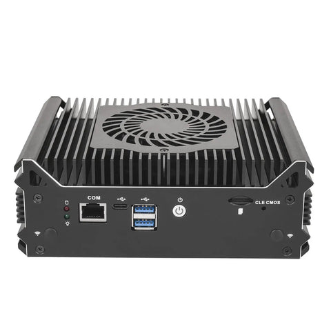 Slick Little Intel N150 Mini PC with ventilation and multiple ports in compact design for heavy duty firewall tasks.