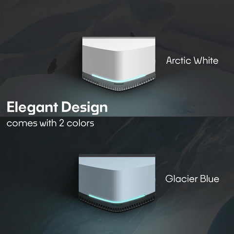 Two Lightning Fast Hand Dryer For Home And Commercial Bathrooms, Touchless Operation, shown in Arctic White and Glacier Blue colors.