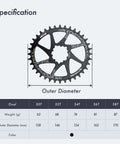 Direct Mount Oval Chainring For Sram GXP Interface Crankset 3mm Offset Aluminum 7075 32T on specification sheet.