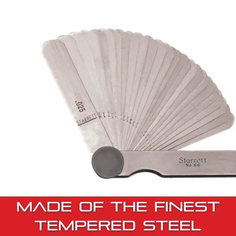 Tempered Steel Thickness Gauge With 26 Leaves For Carpenters And DIY Pros, English Fractions Readout, 1/2 To 1/32 Inch Range