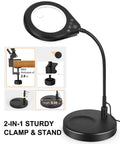 Gooseneck 2 In 1 Magnifying Glass With Light And Stand 10x And 5x Real Glass Lenses Hands Free Led Desk Lamp With Clamp