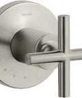 Purist Volume Control Trim With Ergonomic Cross Handle For Modern Faucets, Vibrant Brushed Nickel, Minimalist Design