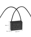 2uF CBB61 Ceiling Fan Capacitor 250V AC Metallized Polypropylene Film, 2 wires, 37x26x15mm, product dimensions shown