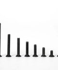 M4x6mm Flat Head Hex Socket Cap Screws 50 Pieces, Heavy Duty Countersunk Bolts in various lengths, black oxide finish, hex drive visible