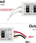 24V LED Power Supply Outdoor IP67 Waterproof 15W DC Converter 120V AC to 24V DC Constant Voltage Driver dual view with cables